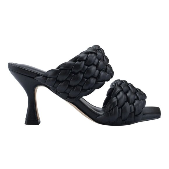 NEW Marc Fisher Toree Black Puffy Woven Strap Heels Women's Braided Sandal 6.5 - Picture 2 of 7